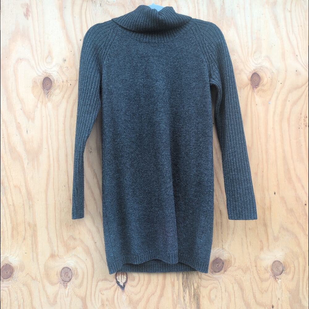 Uniqlo Wool Alpaca Tunic Funnel Neck Sweater Charcoal Gray Women's Size Small